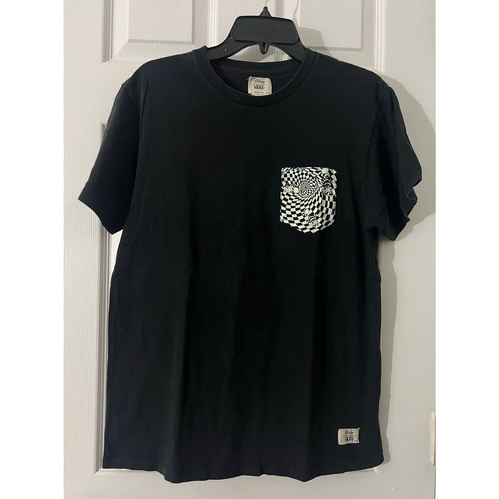 Disney x Vans Men Glow in the Dark Shirt Sz M Black Graphic Print Cheshire Cat
